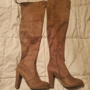 Taupe Suede Thigh High Boots